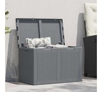 Runheo Coffre de jardin gris en rotin polypropylène robuste avec espace de rangement de 180 l, résistant aux intempéries et aux UV pour terrasse, balcon, cour, rangement pratique pour coussins