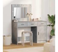 Runheo Coiffeuse avec éclairage miroir, 2 pièces en bois gris, 78,5 x 41 x 75 cm, 3 tiroirs, alimentation USB, espace de rangement et étagère, idéale pour chambre à coucher, dressing et chambre