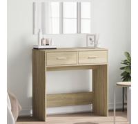 Runheo Coiffeuse avec miroir en chêne Sonoma - 80 x 39 x 80 cm - Avec tiroir de rangement et étagère - Pour chambre à coucher, salle de bain, dressing, adolescente et fille