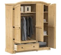 Runheo Corona Armoire en pin massif avec tringle à vêtements et tiroir, 151,5 x 52 x 170 cm, espace de rangement pour chambre ou couloir, peu encombrant et robuste pour garde-robe et rangement