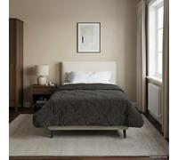 Runheo Couette toutes saisons anthracite 155 x 200 cm avec garnissage en fibres, tissu microfibre et polaire double face, respirante, matelassée, lavable