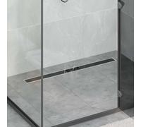 Runheo Drain de Douche Rectangulaire en Verre Noir 90 cm avec Couvercle en Verre Trempé, Inox 304 Résistant à la Corrosion, Hauteur Ajustable 0-30 mm, Kit complet pour Salle de Bain Moderne