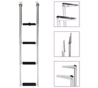 Runheo Échelle d'entrée en acier inoxydable 4 marches pliable pour bateau, yacht, piscine, marina et plate-forme de bain, télescopique, antidérapante, jusqu'à 250 kg, avec accessoires de montage