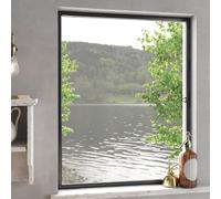 Runheo Écran Anti-Insectes pour fenêtres Anthracite 120 x 140 cm Cadre découpable et Ajustable sans perçage, Protection moustiquaire Fibre de Verre Durable pour Chambre Salon Cuisine