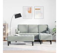Runheo Ensemble canapé modulable 2 pièces Gris Clair en Polyester avec Coussins, canapé d’Angle 3 Places et Pouf Confortable, Design scandinave Moderne pour Salon et séjour élégant