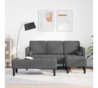Runheo Ensemble canapé modulable 2 pièces Gris foncé en Polyester avec Cadre Bois et Coussins, Dimensions 173 x 131 x 67 cm Plus Pouf 113 x 57 x 39 cm