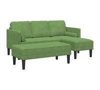 Runheo Ensemble canapé modulable 2 pièces Vert Clair en Polyester Velours avec Pouf 5 Places Durable et Confortable pour Salon séjour Bureau Coin détente Contemporain