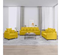 Runheo Ensemble canapés 3 pièces Jaune Velours avec Coussins Grand Confort Salon séjour Moderne scandinave modulable canapé Convertible inclinable