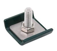 Runheo Ensemble de 25 connecteurs de tapis de grille vert en acier galvanisé pour clôtures, barrière, portail, portillon, support, fixation, rail, rouleau, tendeur, jardin, sécurité et accessoires