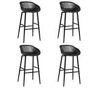 Runheo Ensemble de 4 chaises de Bar Noires avec Dossier en Maille, siège Ergonomique en PP et métal Robuste, idéal pour Cuisine, Salle à Manger ou Salon, Design Moderne, Confort Durable