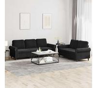 Runheo Ensemble de canapés 2 pcs avec Coussins Noir Velours canapé Divan Sofa Banquette méridienne futon clicclac bz Convertible réversible modulable Relax inclinable lit Couchage Coffre Rangement