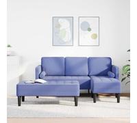 Runheo Ensemble de canapés modulables 2 pièces Bleu Denim en Polyester avec Pouf, Cadre en Bois d'ingénierie, Design Moderne pour Salon séjour Bureau, Dimensions 173x131x67 cm