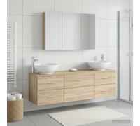 Runheo Ensemble de mobilier de Salle de Bain 4 pièces Chêne Sonoma avec Rangement tiroir étagère Porte Table Chaise canapé lit Armoire Commode Bureau vitrine Salon Salle à Manger Chambre Cuisine