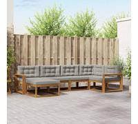 Runheo Ensemble de mobilier d'extérieur 6 pièces en Bois d'acacia Massif Gris Clair pour Jardin terrasse et Cour, Comprenant canapés modulaires, fauteuils et Tables