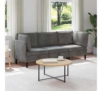 Runheo Ensemble de salon 3 pièces en velours gris foncé avec espace de rangement, ensemble de meubles de salon moderne avec coussins, canapé d'angle ergonomique avec rembourrage en mousse et coussin