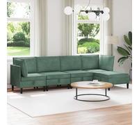 Runheo Ensemble de salon en velours vert mer avec coussins et espace de rangement 5 pièces avec design ergonomique et entretien facile, avec canapé, tabouret, coussin de dossier