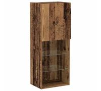 Runheo Ensemble Meuble TV en Bois Ancien avec LED, Meuble Console 40,5 x 30 x 102 cm, Meuble Living Room Polyvalent pour Salon et Chambre avec Rangement Pratique