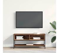 Runheo Ensemble Meuble TV Mural Bois Ancien 100 x 35 x 45 cm avec 2 Portes, 4 étagères, Meuble Console pour Salon, Chambre, Centre de Divertissement Style Farmhouse