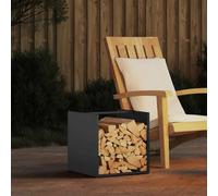 Runheo Étagère à bûches anthracite en acier laminé à froid - 40 x 40 x 40 cm - Panier à bûches pour bois de chauffage avec grand rangement - Convient pour le salon, le jardin et la terrasse