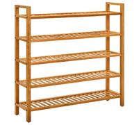 Runheo Étagère à chaussures à 5 étages en bois de chêne massif, 100 x 27 x 100 cm, peu encombrant et fonctionnelle pour couloir, entrée et entrée, organiseur stable pour rangement de chaussures