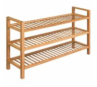 Runheo Étagère à Chaussures en Bois Massif avec 3 étagères 100x27x60 cm Support de Rangement Pratique pour Couloir Chambre vestiaire et entrée Compatible avec Botte Basket Talon Sandale modulable