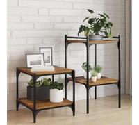 Runheo Étagère à Livres en Bois d'ingénierie Marron 40 x 40 x 1,5 cm 4 pcs avec 3 Compartiments, Rangement Mural Polyvalent pour Salon Bureau Chambre Enfant