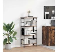 Runheo Étagère bibliotheque chêne fumé 60 x 29,5 x 115 cm Bois d'ingénierie avec Structure Acier Cadre Robuste 3 étagères Rangement Livres Objets décoration Salon Bureau Chambre