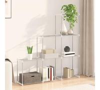 Runheo Étagère brute avec rangement, blanche, en aluminium, 129 x 27 x 132 cm, autonome, système d'étagères emboîtables pour salon, chambre à coucher, bureau, rangement modulaire, stockage de charges
