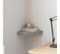 Runheo Étagère d'angle Flottante Gris Brillant en MDF avec métal, 25x25x3,8 cm, Support Mural Invisible pour Rangement, décoration, bibliothèque, Salon, Chambre ou Bureau