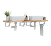Runheo Étagère de lavabo murale en acier et bois d'acacia - 160 x 40 x 4 cm - Meuble de salle de bain robuste peu encombrant avec étagère, espace de rangement et organisateur pour lavabo, salle de