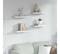 Runheo Étagère Murale en Bois d'ingénierie Blanc marbre 50 x 23,5 x 4 cm 4 pièces pour Salon Cuisine Salle de Bain Rangement Design Flottant