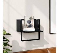 Runheo Étagère Murale en Bois d'ingénierie Noir 30x25x30 cm avec Barre métallique Support, Rangement Flottant Design pour Salon Chambre Cuisine Bureau, Meuble décoratif Pratique