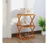 Runheo Étagère Pliable à 3 Niveaux en Bois d'acacia Massif Marron 43x31x63 cm avec Rangement Polyvalent pour Salon Bureau Chambre Couloir décoration Fonctionnelle