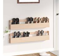 Runheo Étagères à Chaussures murales en Bois Massif 2 pièces 110x9x23 cm pour Rangement Pratique dans Dressing, entrée ou Chambre, Support modulable et Durable