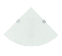 Runheo Étagères d'angle 2 pcs et Supports chromés Verre Blanc 35x35 cm Tablette Murale Rangement Salon Cuisine Salle de Bain décoration Espace Gain Place