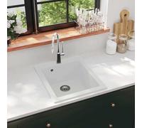 Runheo Évier de cuisine en quartz blanc avec grande cuve profonde installation encastrable robuste résistance thermique jusqu’à 280 °C design moderne et pratique pour plan de travail cuisine