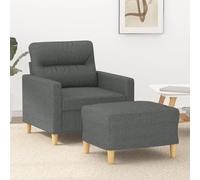 Runheo Fauteuil avec Repose-Pied Gris foncé en Tissu 60 cm canapé modulable Convertible inclinable Salon séjour Bureau Moderne scandinave