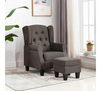 Runheo Fauteuil avec Repose-Pied Taupe en Tissu rembourré Confortable, Dossier Haut, Cadre Bois Stable, Dimensions 68x78x94 cm, Chaise Relax pour Salon Bureau Lecture, Design Moderne intérieur