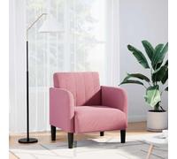 Runheo Fauteuil Chaise Velours Rose 54 cm avec accoudoirs rembourré Confortable siège canapé Relax Design pour Salon Chambre Bureau Lecture intérieur Ergonomique Dossier et Coussin