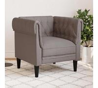 Runheo Fauteuil Chesterfield Taupe en Tissu Polyester 78,5x74,5x74,5 cm avec Mousse rembourrée et Pieds en Bois Massif pour Salon séjour Bureau Style Vintage scandinave Confortable