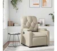 Runheo Fauteuil inclinable crème en Similicuir avec Dossier et Repose-Pieds réglables, accoudoirs rembourrés, Cadre Bois métal Stable, Chaise Relax Confortable pour Salon Bureau Chambre