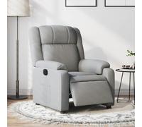 Runheo Fauteuil inclinable électrique Gris Clair Tissu avec accoudoirs rembourrés et Repose-Pied motorisé, Cadre Bois métal, Design Ergonomique pour Salon Bureau Coin Lecture
