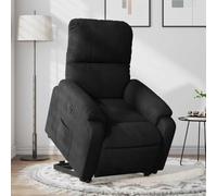 Runheo Fauteuil inclinable électrique Noir en Tissu Microfibre avec accoudoirs rembourrés, Dossier Ajustable, Repose-Pied motorisé, Structure Bois et métal Stable