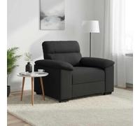 Runheo Fauteuil Noir en Tissu Polyester 100x81x84 cm avec Cadre Bois métal, accoudoirs Larges, siège rembourré, Convertible modulable pour Salon, Bureau, Chambre, Style scandinave Moderne