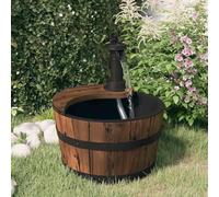 Runheo Fontaine à Eau en Bois de Sapin Massif avec Pompe électrique 28x28x34,5 cm pour Jardin extérieur intérieur décoration Cascade Bassin Ambiance Zen terrasse Patio Balcon Cour etang