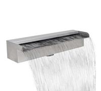 Runheo Fontaine cascade rectangulaire en acier inoxydable de 45 cm, de qualité supérieure avec raccord de 32 mm, résistante aux intempéries, pour jardin, terrasse, balcon et étang, détente