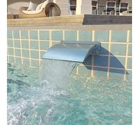 Runheo Fontaine d'étang en Acier Inoxydable 30 x 9 x 26 cm argentée pour Bassin, décoration Jardin ou terrasse, Fonction Cascade, Ambiance Zen et Relaxation extérieure