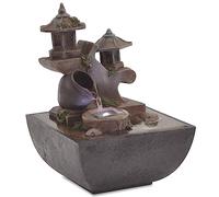 Runheo Fontaine d'intérieur avec Lampe LED en polyrésine pour décoration détente Ambiance Zen et Relaxation idéal pour terrasse Patio Balcon et Jardin intérieur