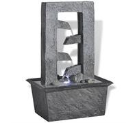 Runheo Fontaine d'intérieur avec lumière LED en Poly-résine, décoration Zen pour terrasse, Patio, Cour ou Balcon, Style Cascade, Bassin d'eau Relaxant avec Pompe intégrée