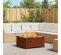 Runheo Foyer marron en acier résistant aux intempéries - 80 x 80 x 40 cm - Carré - Poêle d'extérieur pour jardin et terrasse - Source de chaleur durable pour une atmosphère chaleureuse et des soirées